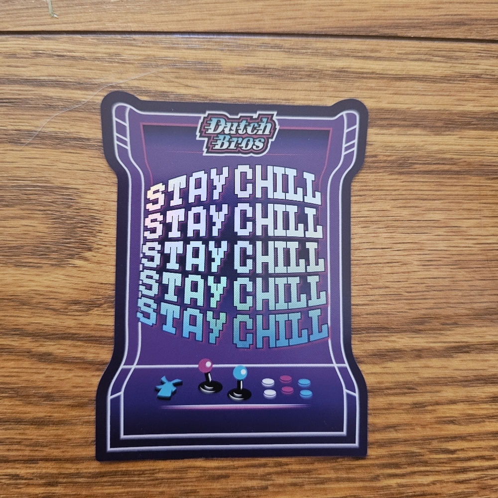 Dutch Bros Retro Arcade Sticker with Purple and Blue